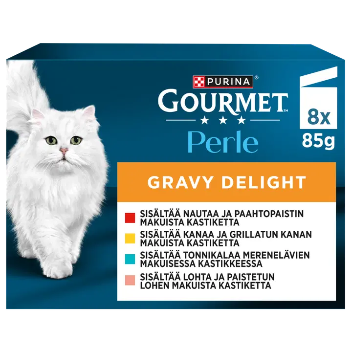 Purina Gourmet Perle Gravy Delight MSC Lajitelma Kastikkeessa Kissan märkäruoka 8x85g