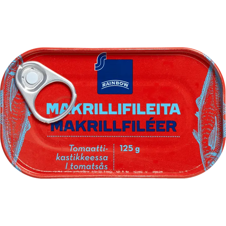 Rainbow 125g Makrillifileitä tomaattikastikkeessa