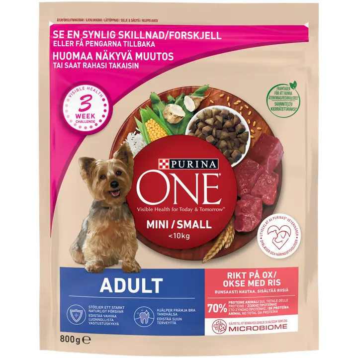 Purina One täissööt koertele veiseliha ja riisiga 800 g