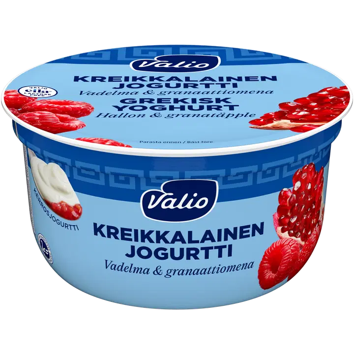 Valio kreikkalainen jogurtti vadelma-granaattiomena laktoositon 150 g