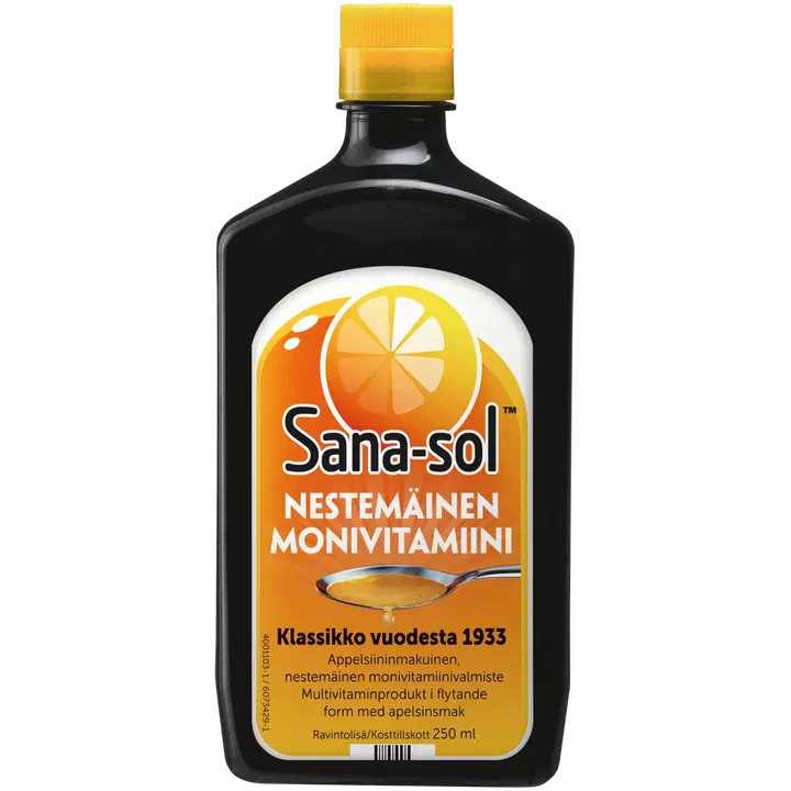 Sana-sol nestemäinen appelsiininmakuinen monivitamiinivalmiste 250ml