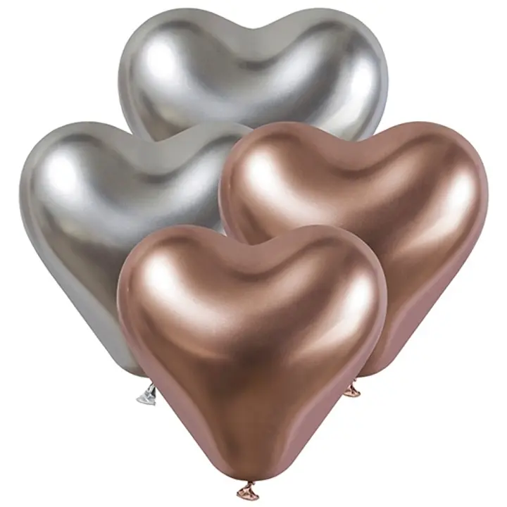 Sydänilmapallo kromipinkki ja ruusukulta 4 kpl
