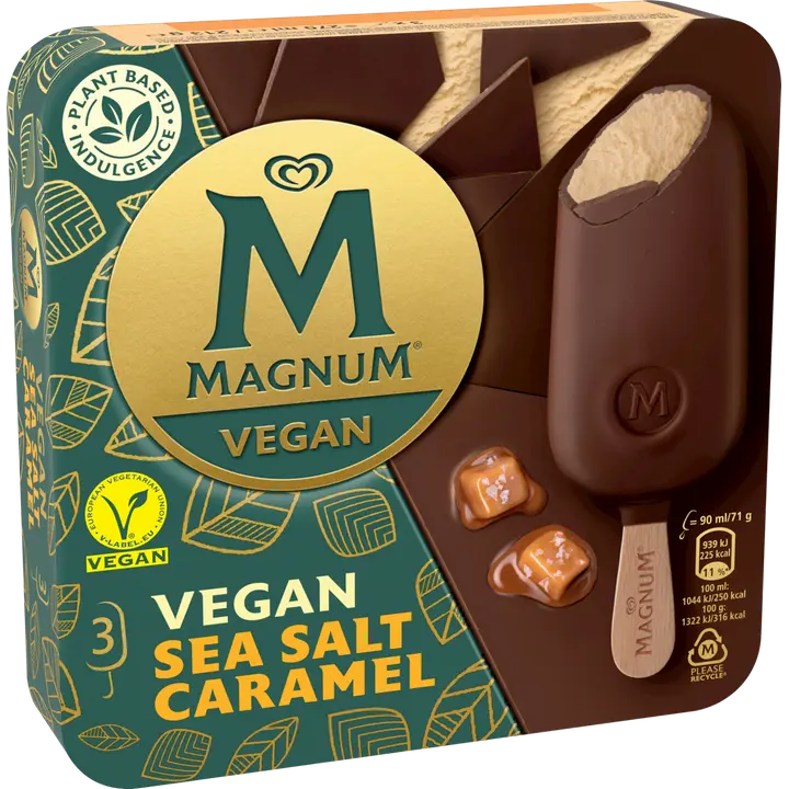 Magnum Vegan Sea Salt Caramel Jäätelö Monipakkaus 270ml/213g 3 kpl
