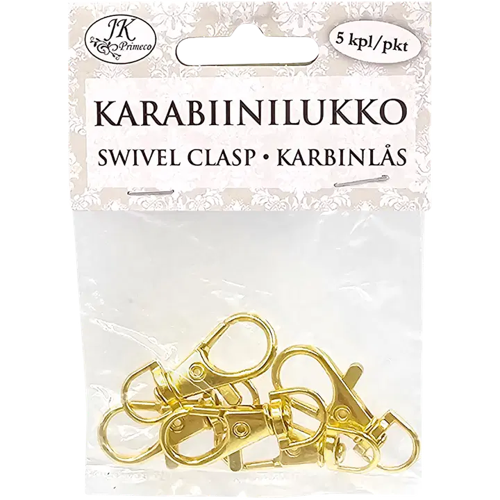 J.K. Primeco karabiinilukko 3,5 cm kulta 5kpl