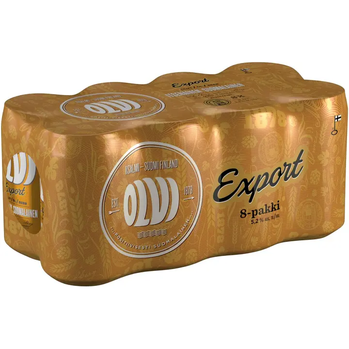 8 x OLVI Export 5,2 % olut 0,33 l tlk kutiste