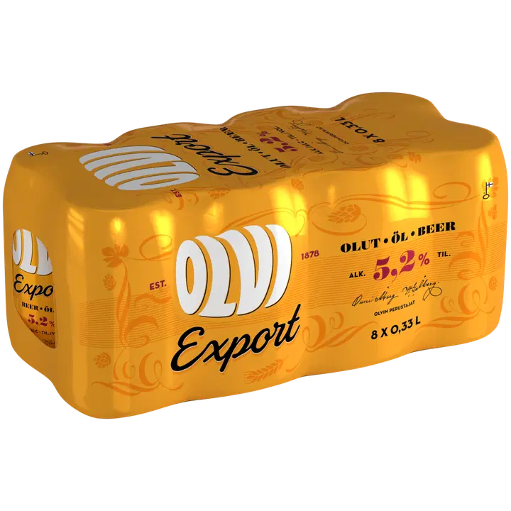 8 x OLVI Export 5,2 % olut 0,33 l tlk kutiste