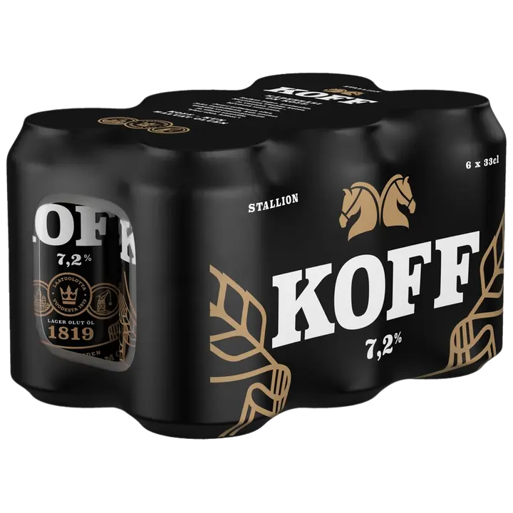 6-pack Koff Stallion Lager olut 7,2 % tölkki 0,33 L