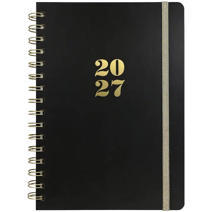 Årskalender 2027 A5 spiralbunden svart
