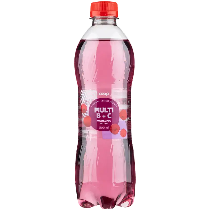 Coop vadelma B + C-vitamiini hiilihapotettu juoma 0,5l