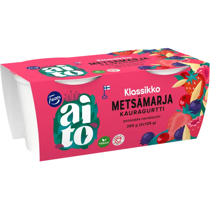 Fazer Aito Kauragurtti Metsämarja 2x125g, fermentoitu kauravälipala