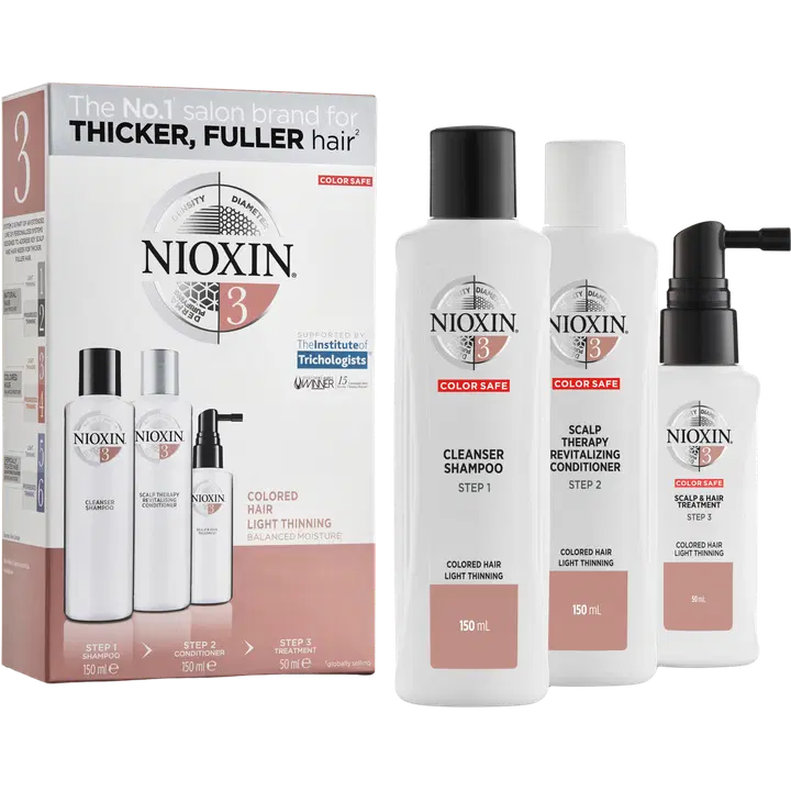 NIOXIN 3 Trial Kit hoitopakkaus värjätyille, lievästi ohentuneille hiuksille