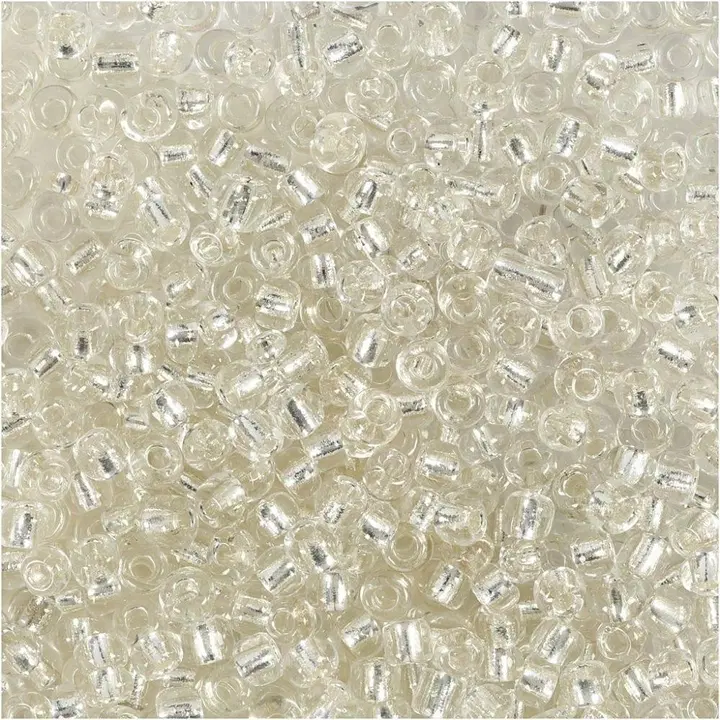 Rocaille-siemenhelmet, hopea, halk. 3 mm, koko 8/0 , aukon koko 0,6-1,0 mm, 25 g/ 1 pkk