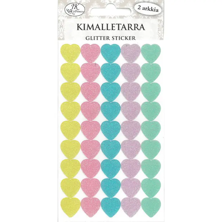 J.K. Primeco Kimalletarra Sydämet pastelli 2ark