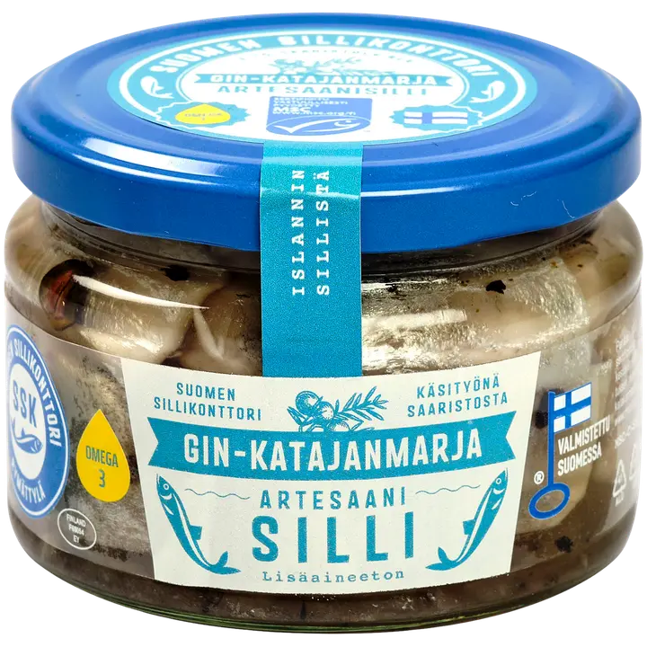 Suomen Sillikonttori Gin-Katajanmarja Artesaani-silli 280g MSC