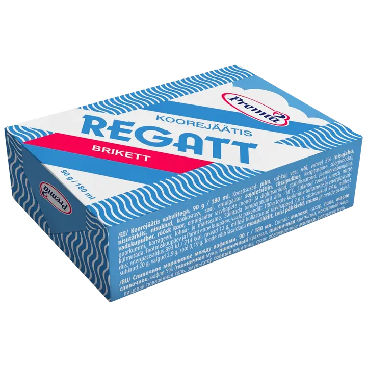 Regatt vanilli koorejäätis kahe vahvli vahel, 180 ml