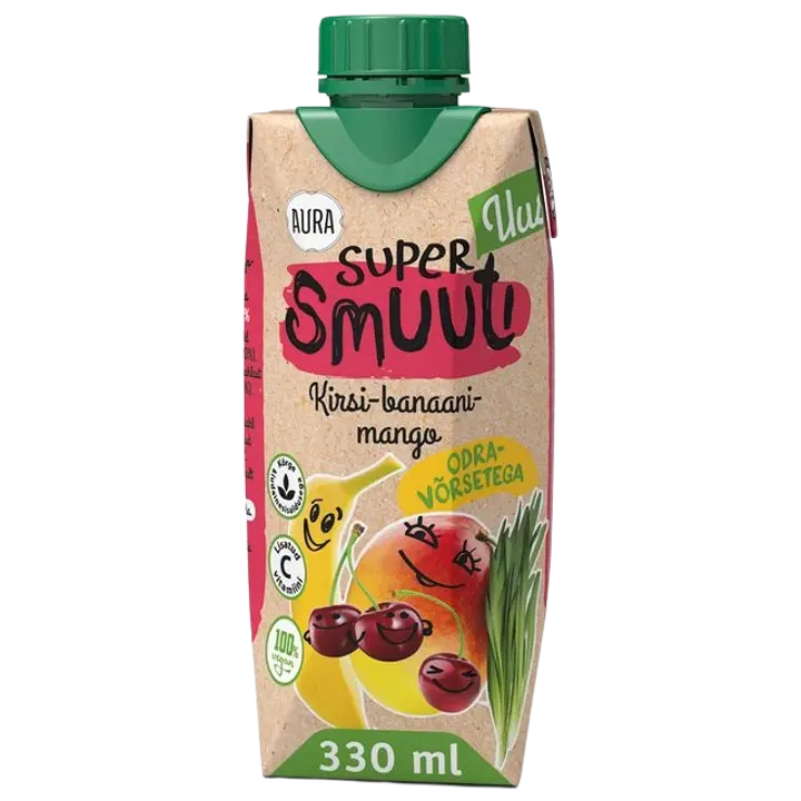 .AURA SMOOTHIE Supersmuuti Kirsi-banaani-mango odravõrsega 0,33 L