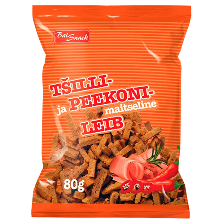 Balsnack tšilli- ja peekonimaitseline leib