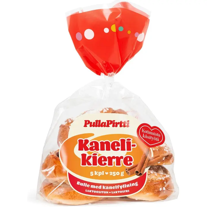 Pulla-Pirtti Kanelikierre 5/250g laktoositon kanelitäytteinen pulla