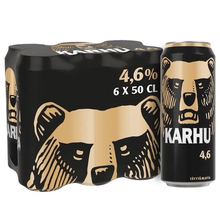 6-pack Karhu Lager olut 4,6 % tölkki 0,5 L