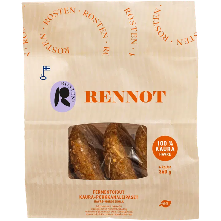 Rosten Rennot Kaura-porkkanaleipäset 4 kpl/360 g