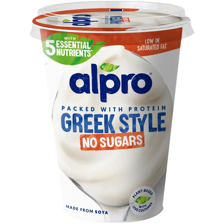Alpro Greek Style No Sugars Hapatettu soijavalmiste, maustamaton 400g
