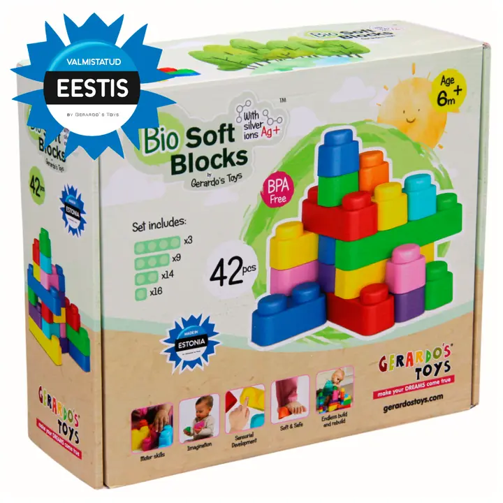 Gerardo's Toys Pehmete klotside komplekt 42 tk