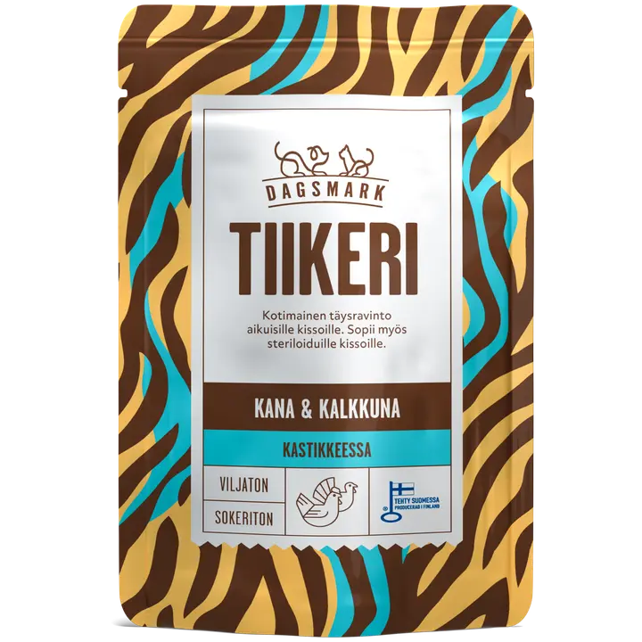 Dagsmark TIIKERI kassitoit kana ja kalkunilihaga kastmes 80g