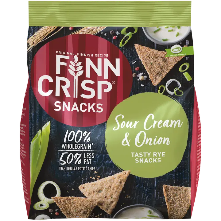 Finn Crisp täistera rukkisnäkid hapukoore ja sibulaga 150g