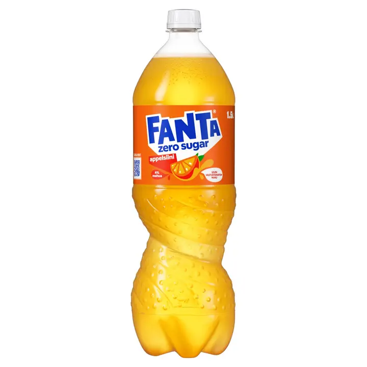 Fanta Appelsiini Zero sokeriton virvoitusjuoma muovipullo 1,5 L