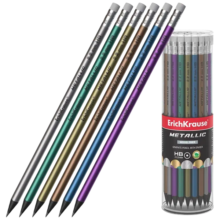 Harilik pliiats kummiga plastik metallic