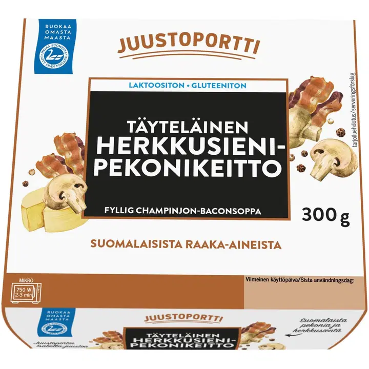 Juustoportti Herkkusieni-pekonikeitto 300g laktoositon, gluteeniton