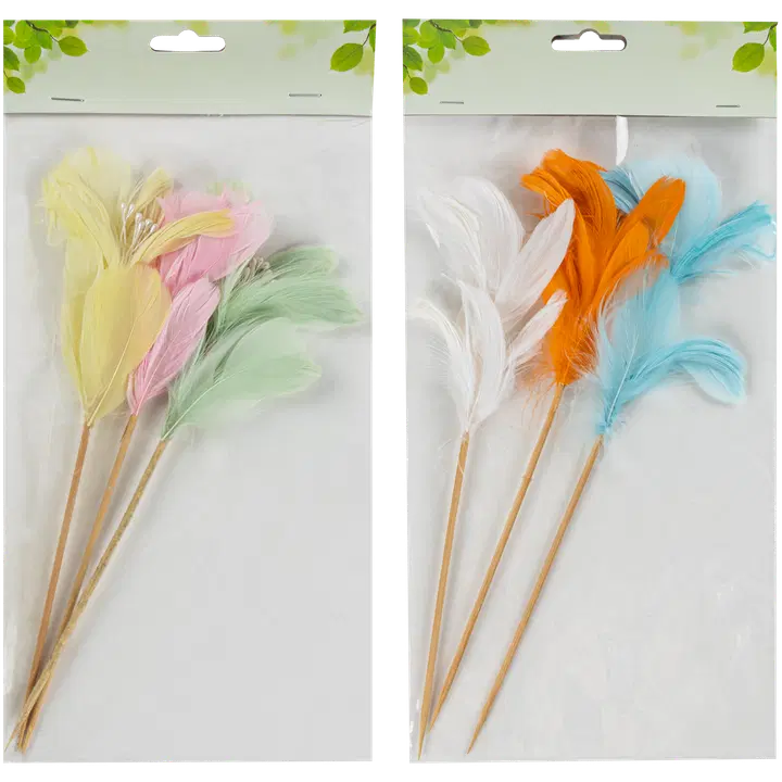 Höyhenkukka tikulla 22 cm 3 kpl