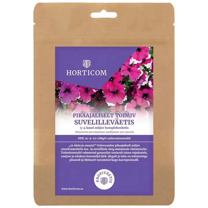 Pikaajaliselt toimiv suvelilleväetis Horticom 750g
