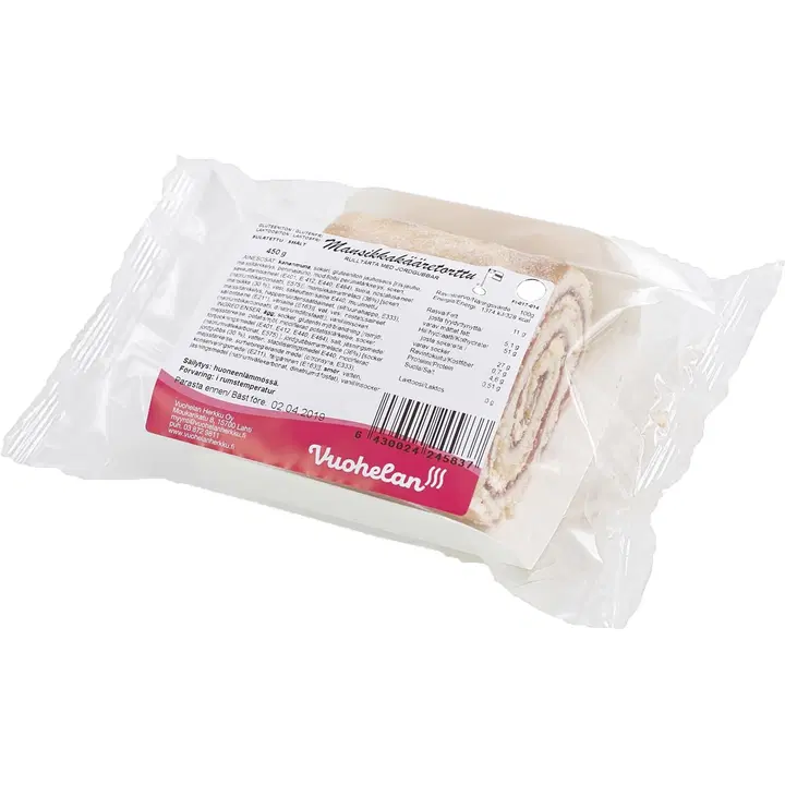 Vuohelan gluteeniton mansikkakääretorttu 220g