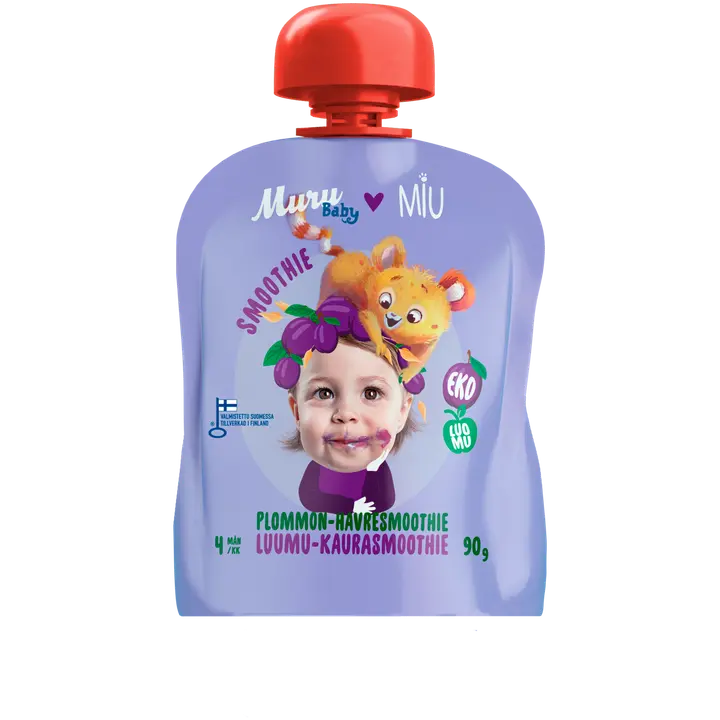 Muru Baby MIU Luumu-kaurasmoothie alkaen 4kk 90g lasten luomuvälipala