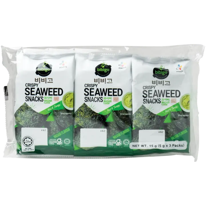 Bibigo rapea merilevä snack wasabi 15g