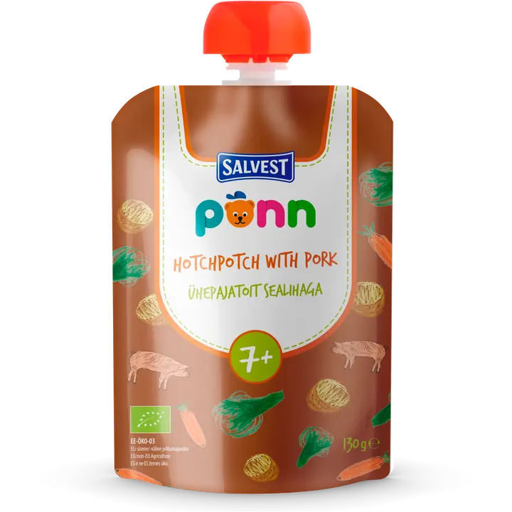 PÕNN Ökoloogiline Ühepajatoit sealihaga 7+ 130g