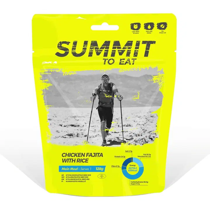 Summit To Eat Fajitakanaa riisillä retkiateria