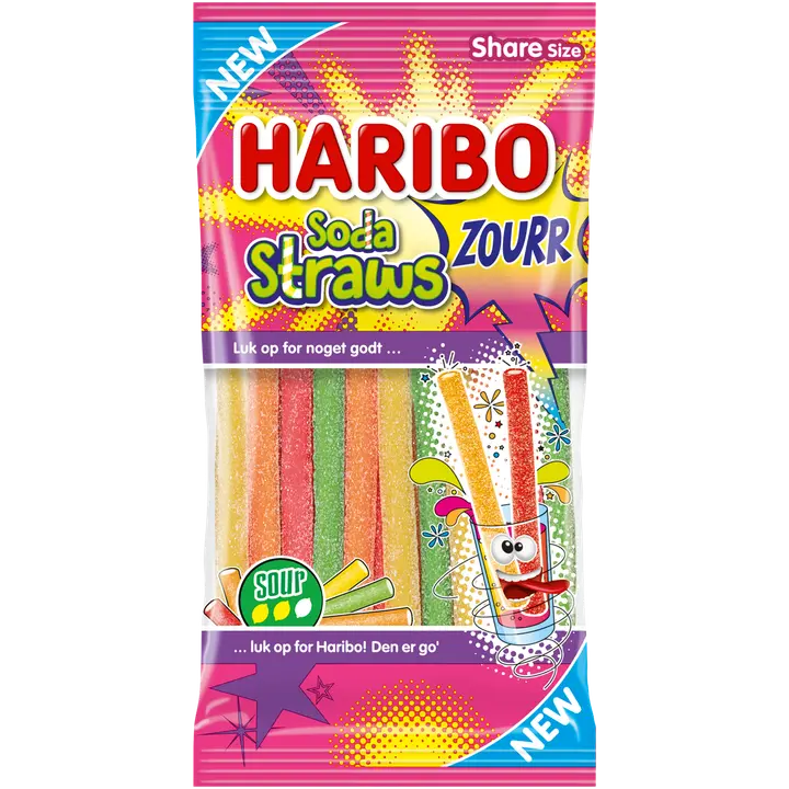 HARIBO Soda Straws Zourr 90 g Karkkipussi