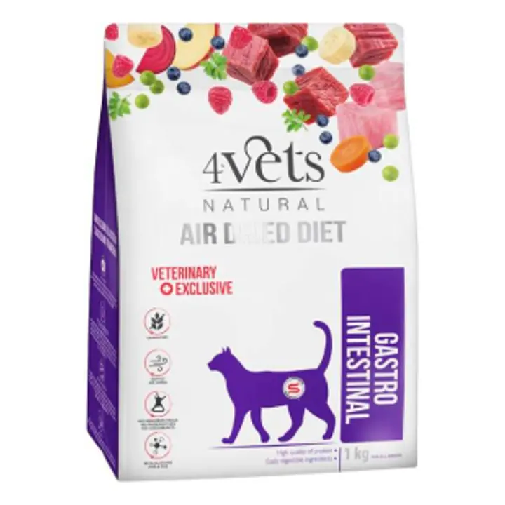 4Vets looduslik õhkkuivatatud veterinaartoit, kuivtoit seedehäiretega kassidele 1 kg