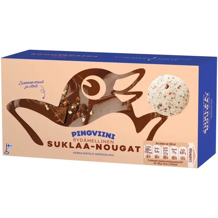 Pingviini Suklaa-Nougat kermajäätelö kotipakkaus 1L/519g