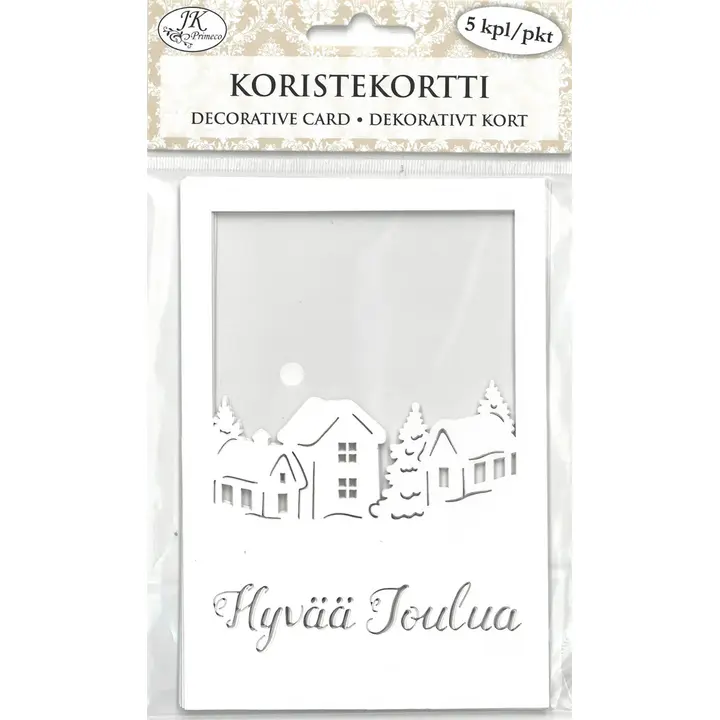 J.K. Primeco Koristekortti Talot ja teksti 5 kpl
