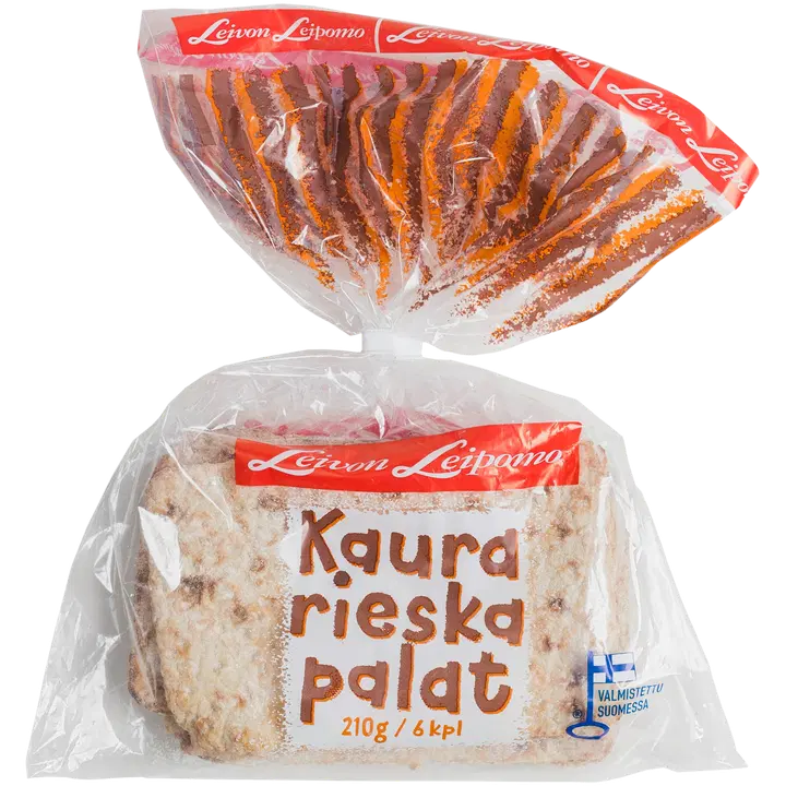 Leivon Leipomo Kaurarieskapalat 6 kpl 210g  100% täysjyväkauraleipä