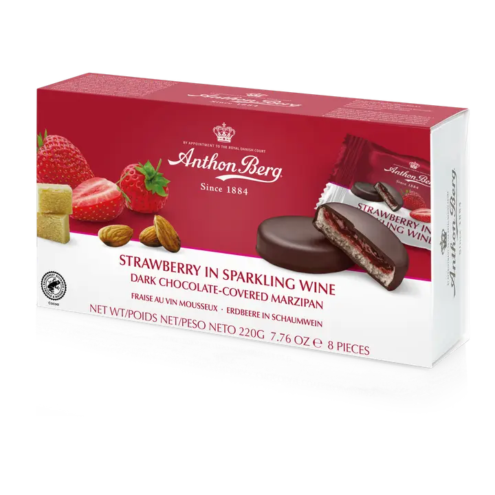 Anthon Berg Strawberry in Sparkling Wine, martsipanitäidisega šokolaad 220g
