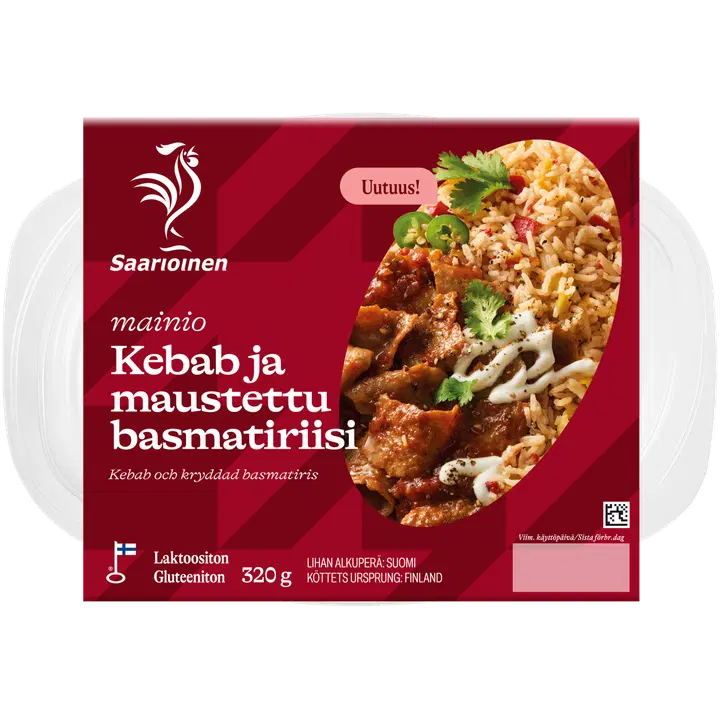 Saarioinen Kebab ja maustettu basmatiriisi 320g