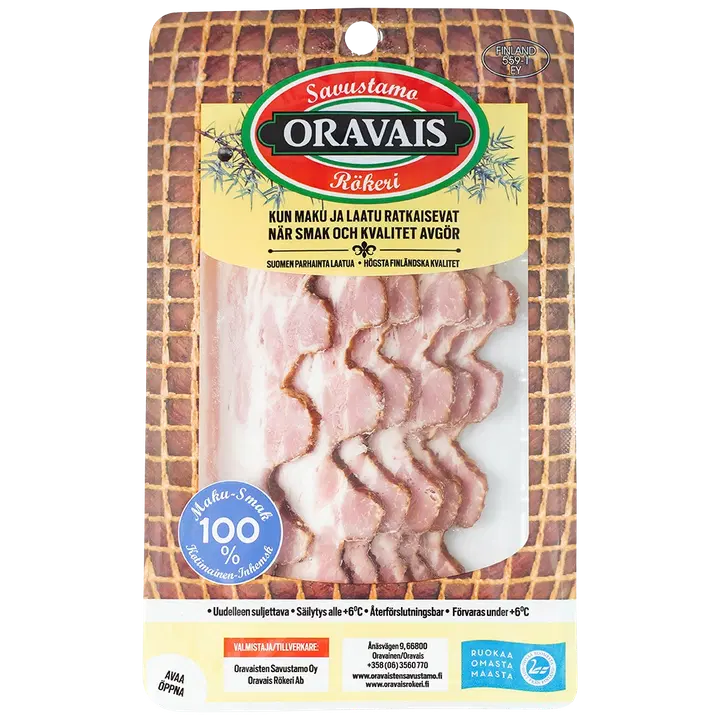 Oravais Savustettu grillipekoni, viipaleet 170g