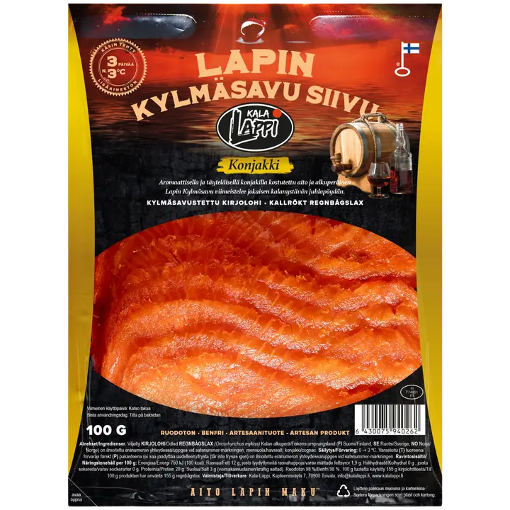 Kala-Lappi Lapin Kylmäsavu kirjolohifileesiivu konjakki 100g