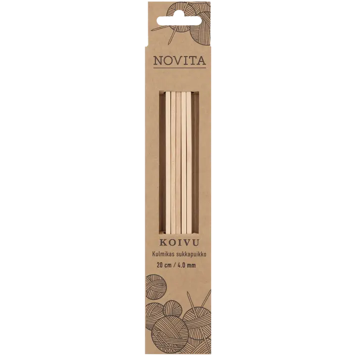 Novita Sukkapuikko kulmikas 20cm - 4 mm koivu