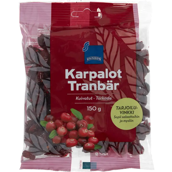 Rainbow 150g kuivatut karpalot