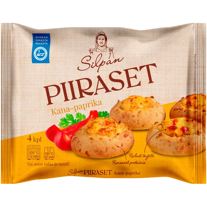 Silpan kana-paprikapiiraset 4 x 55g / 220g, kypsä pakaste